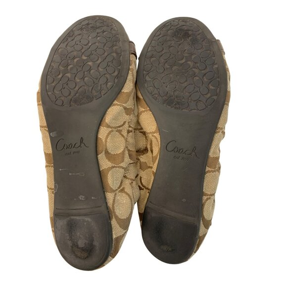 Coach Delphine Brown Signature Canvas Ballet Flats Size 7.5 7510 GUC Shoes - Picture 5 of 11